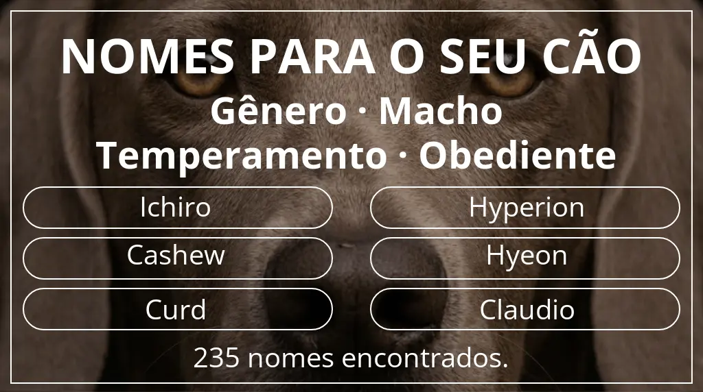 Nomes caninos baseados em gênero macho e temperamento obediente