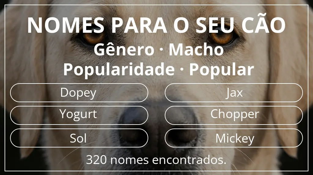 Nomes para cães baseados em gênero macho e popularidade popular