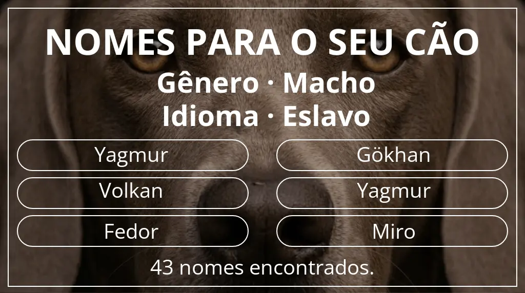 Nomes caninos baseados em gênero macho e idioma eslavo