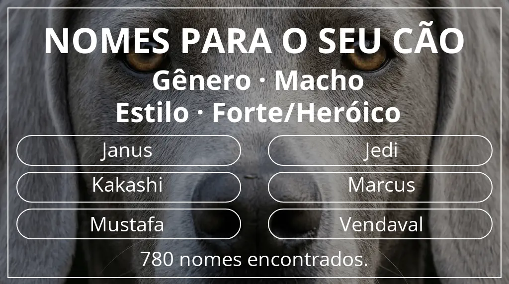 Nomes caninos com inspiração em gênero macho e estilo forte/heróico