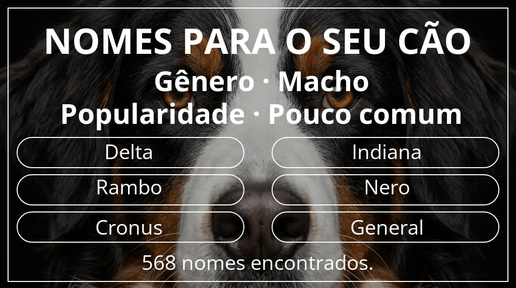 Nomes para cães segundo gênero macho e popularidade pouco comum