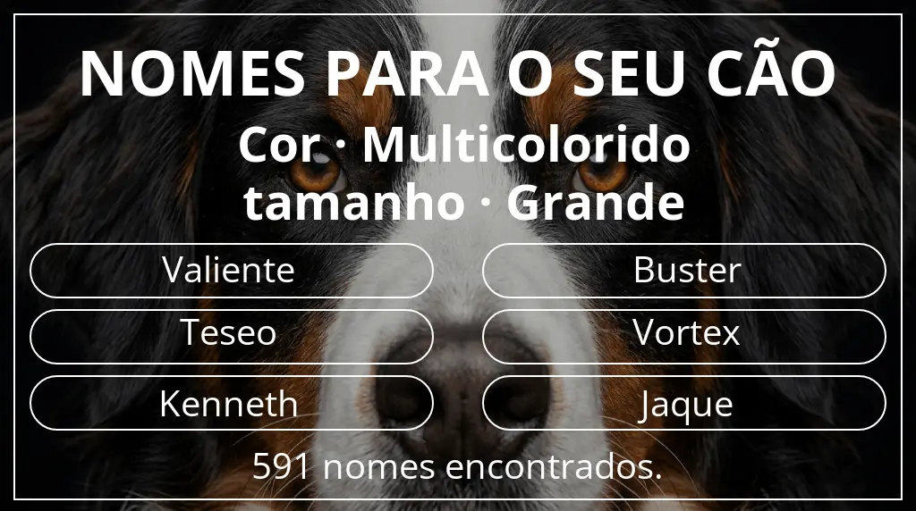 Nomes caninos baseados em cor multicolorido e tamanho grande