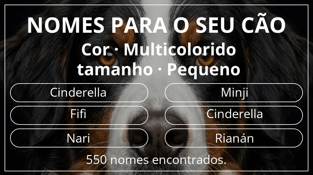Nomes caninos segundo cor multicolorido e tamanho pequeno