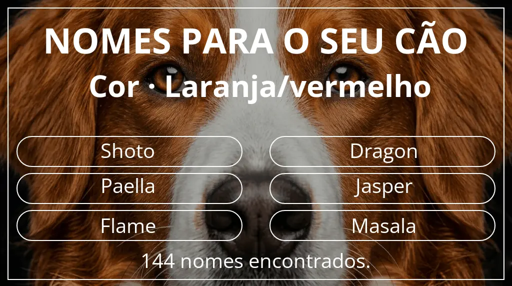 Nomes caninos segundo cor laranja/vermelho