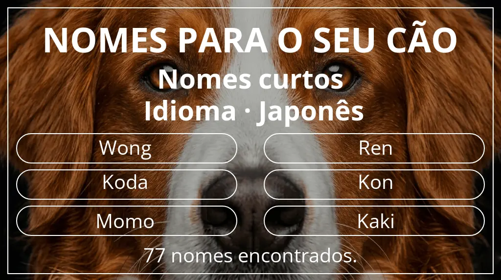 Nomes para cães baseados em comprimento do nome curto (2–4) e idioma japonês