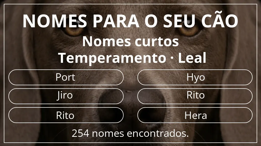 Nomes caninos com inspiração em comprimento do nome curto (2–4) e temperamento leal