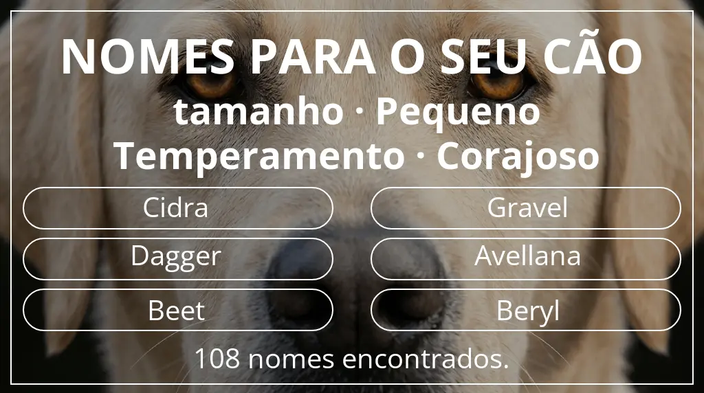Nomes caninos segundo tamanho pequeno e temperamento corajoso