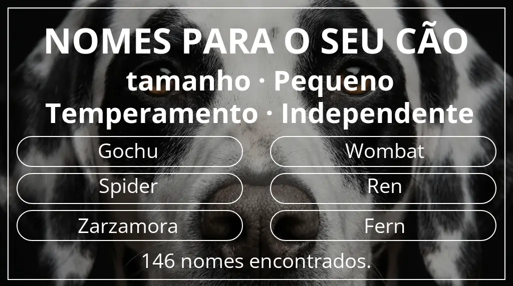 Nomes caninos baseados em tamanho pequeno e temperamento independente